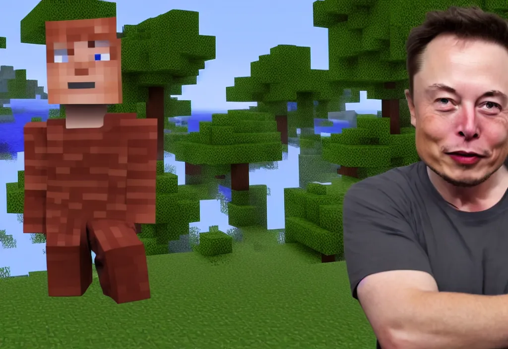 Image similar to elon musk in minecraft, elon musk in the video game minecraft, gameplay screenshot, close up, 3 d rendering. unreal engine. amazing likeness. very detailed.