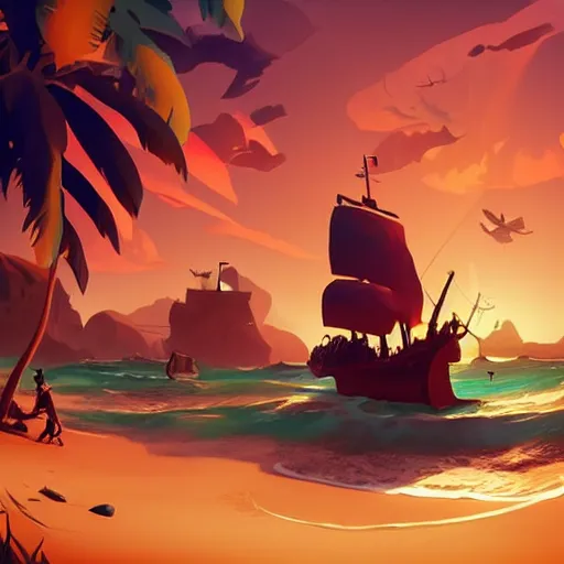 Image similar to painting treasure on sea of thieves game smooth median photoshop filter cutout vector, behance hd by jesper ejsing, by rhads, makoto shinkai and lois van baarle, ilya kuvshinov, rossdraws global illumination