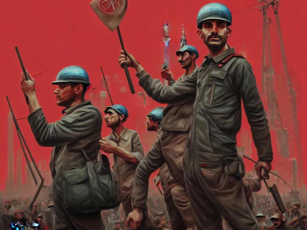 Image similar to the proletariat taking over the means of production in sao paulo, digital painting, highly detailed, 4 k, art by miguel alandia pantoja