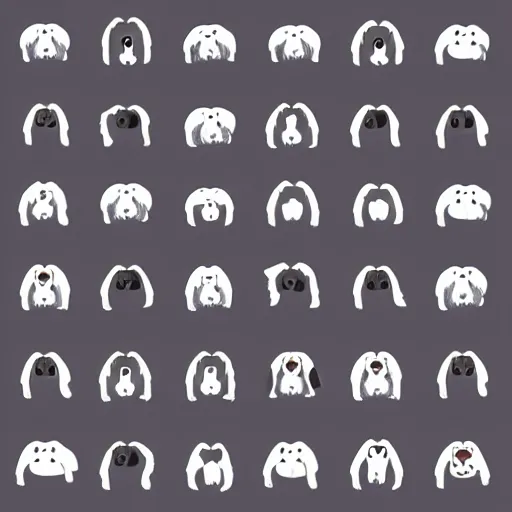 Prompt: dog simple icons, black and white