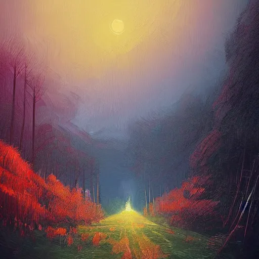 Prompt: A Landscape by Alena Aenami and Caspar David Friedrich