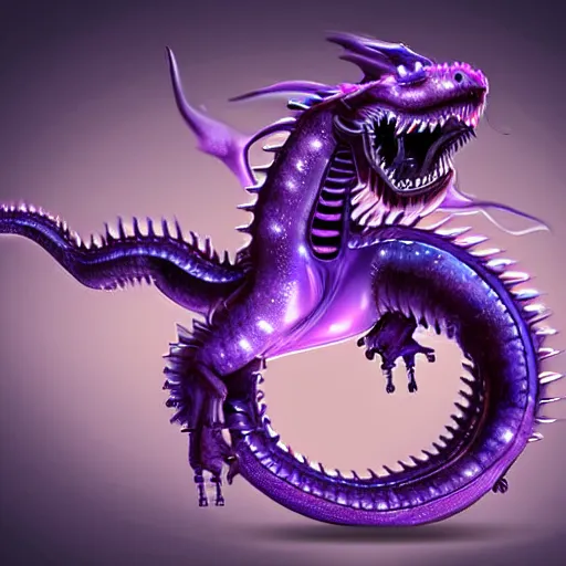 Image similar to cute purple Chinese robototechnic dragon with ai for smart girls, epic, digital art