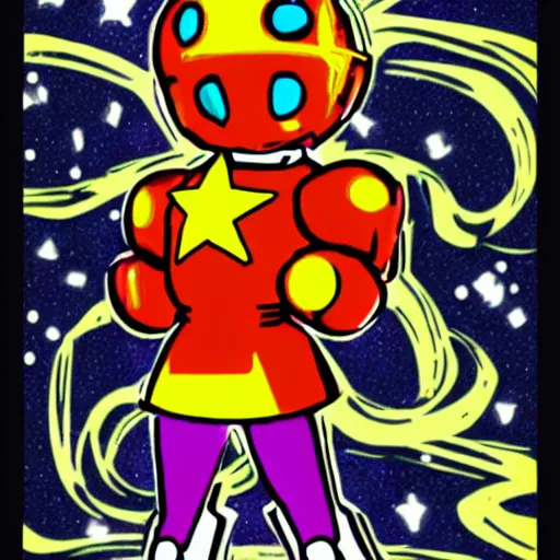 Prompt: galaxyman ( from megaman 9 ) in the style of hirohiko araki