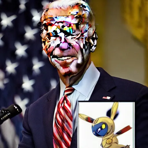 Image similar to joe biden as a pokemon trainer, he has legendary pokemon, cinematic, award winning composite photography