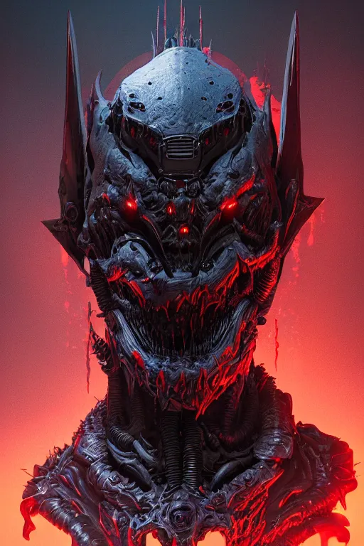 Image similar to infernal batwing creature character, doom themed dark sf, intricate artwork masterpiece, ominous, dramatic horror cinematic lighting, volumetric 8 k, by josan gonzalez, alexey egorov, kilian eng, trending on cgsociety, octane render, 8 k