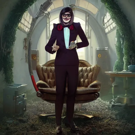 Image similar to hyperrealistic film full body still of mia khalifa as willy wonka, inspired by istvan sandorfi & greg rutkowski & unreal engine, perfect facial symmetry, dim volumetric cinematic lighting, 8 k octane comprehensive render, extremely hyper - detailed, incredibly lifelike attributes, intricate, real flesh texture, masterpiece, artstation, stunning,