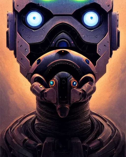 Prompt: echo from overwatch, evil robot, blue holographic face, character portrait, portrait, close up, concept art, intricate details, highly detailed, horror poster, horror, vintage horror art, realistic, terrifying, in the style of michael whelan, beksinski, and gustave dore