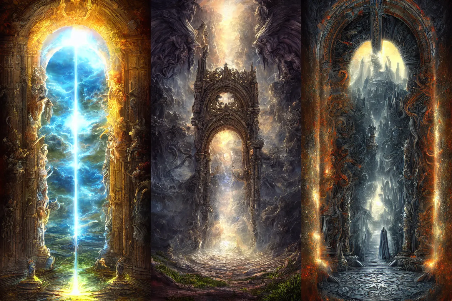 Prompt: The gate to the eternal kingdom of God, fantasy, digital art, HD, detailed.