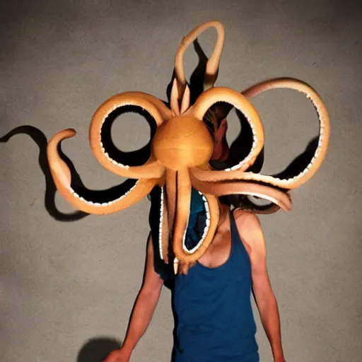 Image similar to cardboard cutout of tentacles, cut out of cardboard, realistic, cardboard cutout, hyperrealistic fantasy photography