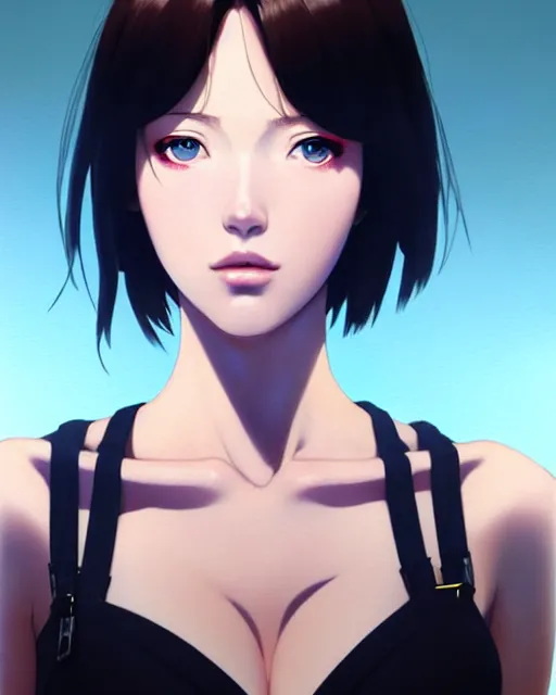 Image similar to portrait Anime girl Scarlet Johanson. fine-face, pretty face, realistic shaded Perfect face, fine details. Anime. realistic shaded lighting by Ilya Kuvshinov katsuhiro otomo ghost-in-the-shell, magali villeneuve, artgerm, rutkowski, WLOP Jeremy Lipkin and Giuseppe Dangelico Pino and Michael Garmash and Rob Rey in official suit