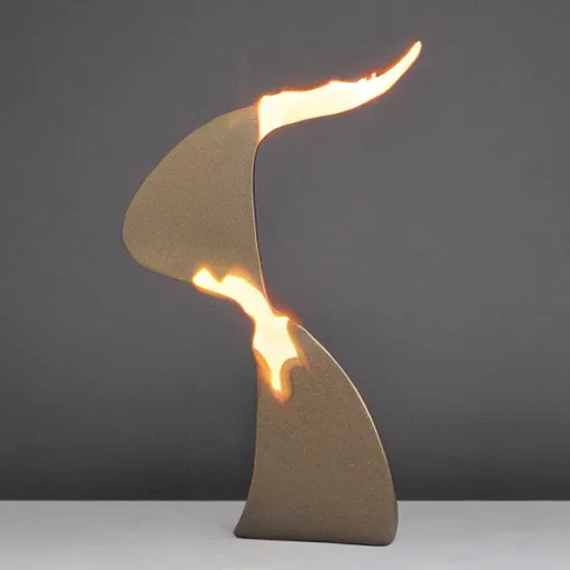 Image similar to minimalist abstract bronze and obsidian sculpture of a flame