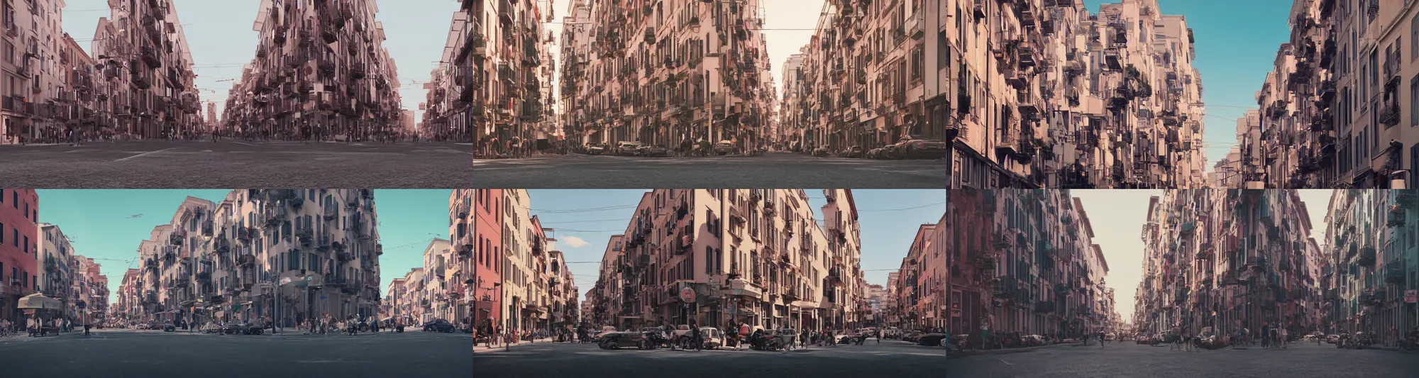 Prompt: future little italy crowded street minimalism beeple detailed 8k