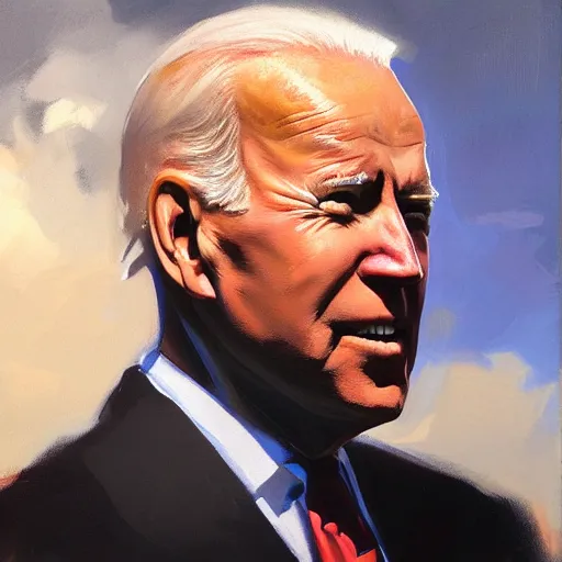 Image similar to greg manchess portrait painting of joe biden, medium shot, asymmetrical, profile picture, organic painting, sunny day, matte painting, bold shapes, hard edges, street art, trending on artstation, by huang guangjian, gil elvgren, ruan jia, randy vargas, greg rutkowski