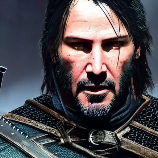 Image similar to Keanu reeves in the Witcher 3 4K detailed super realistic