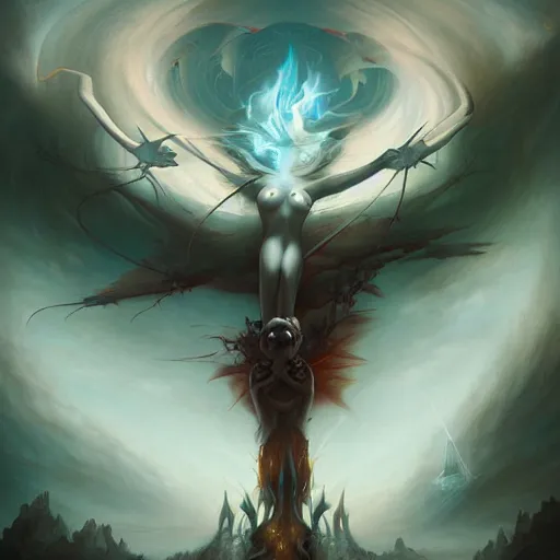 Image similar to demonic birth from insanity dimension by peter mohrbacher