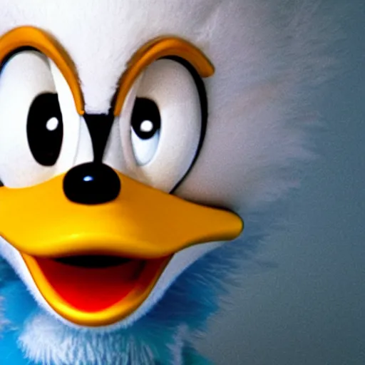 Image similar to Studio photo of Donald Duck as a living being, hyper-realistic close-up professional shot