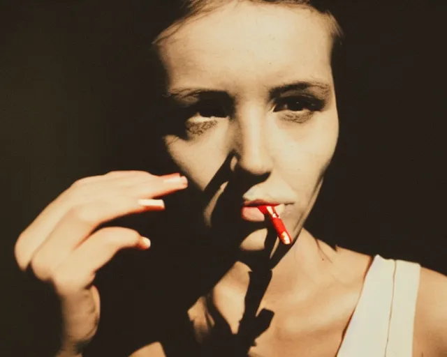 Image similar to a lomographic photo of woman hand with cigarette