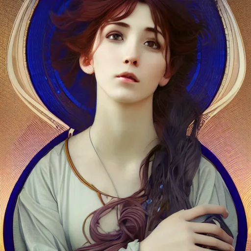 Image similar to a portrait of rimuru tempest contemplating deep philosophical quandaries, as seen on artgerm, octane render, in the style of alphonse mucha, baroque style, ultra realistic, highly detailed, 8 k,