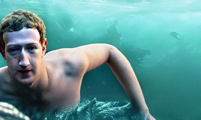 Image similar to mark zuckerberg, mermaid king of the ocean, photorealistic, cinematic lighting, highly detailed, marvel cinematic universe