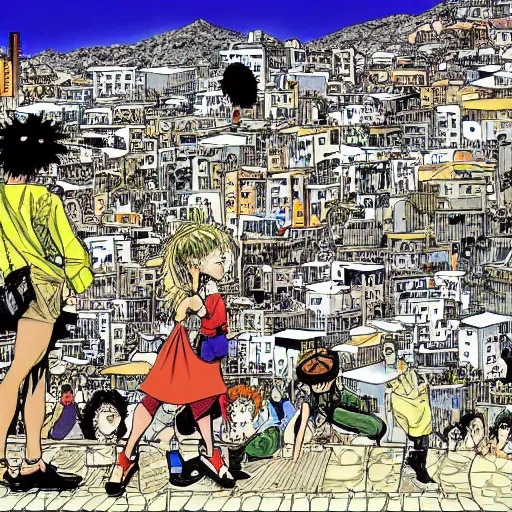 Prompt: valparaiso by yoshihiro togashi, manga panel
