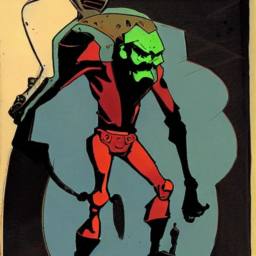 Image similar to concept art, stylized, super exaggerated proportions, concept design, male, science fiction suit, by mike mignola