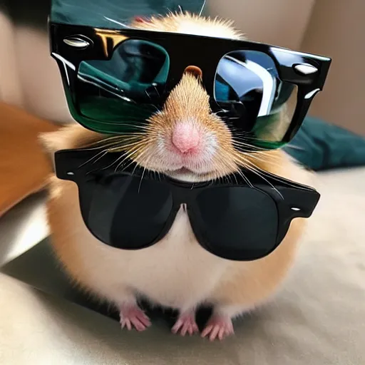 Prompt: hamster wearing ray bans