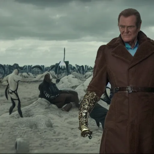 Prompt: artstation trending elden ring peter serafinowicz mod, now with roger moore and sean connery 8k