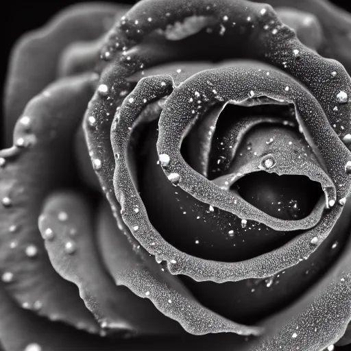 Image similar to award - winning macro of a beautiful black rose made of glowing molten magma