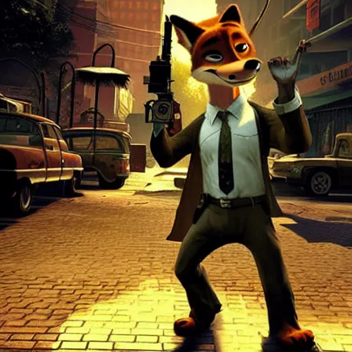 Image similar to max payne 4 set in zootopia