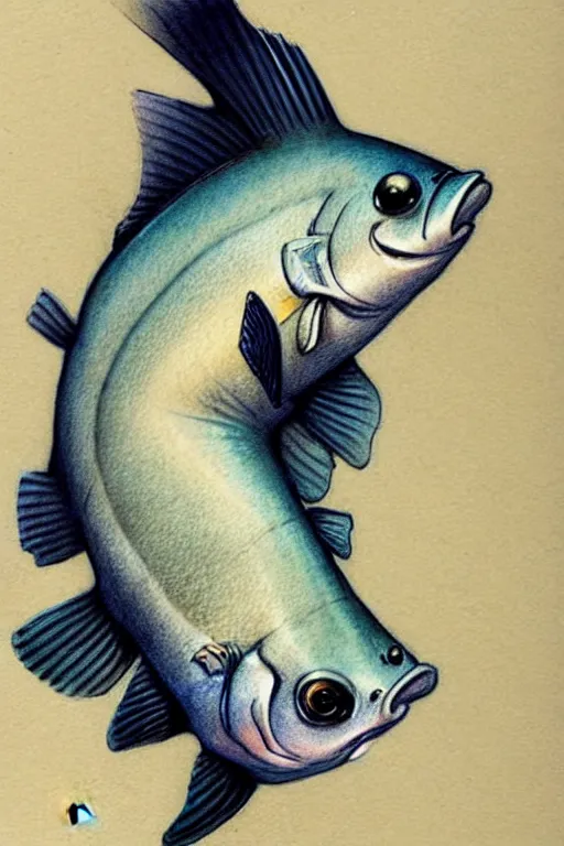 Image similar to ( ( ( cartoon fish in tuxedo. muted colors. ) ) ) by jean - baptiste monge!!!!!!!!!!!!!!!!!!!!!!!!!!!