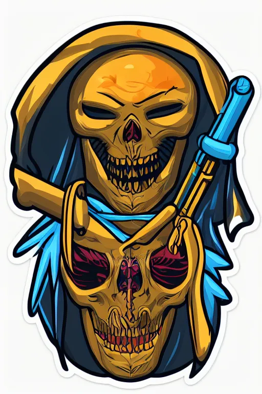Image similar to A portrait of a skeletor that is a thug, sticker, colorful, illustration, highly detailed, smooth and clean vector curves, no jagged lines, vector art, smooth