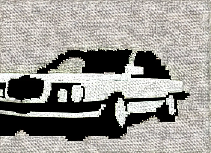 Image similar to burning wrecked mercedes 1 2 4, pixelart, monochrome gameboy, award winning. dramatic. trending on artstation, low resolution sync