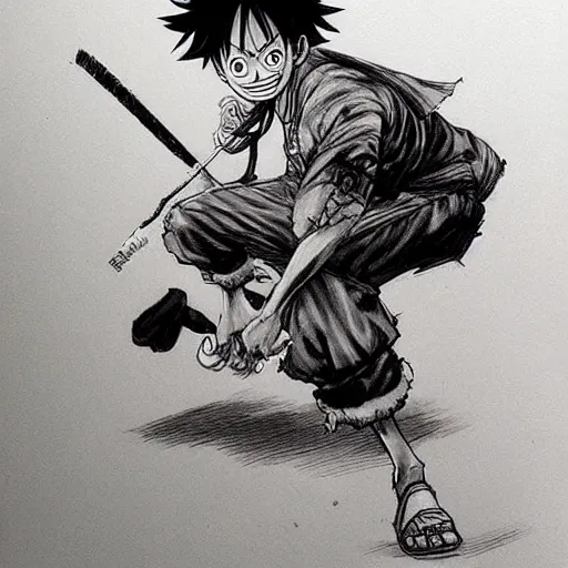 Image similar to luffy by kim jung gi