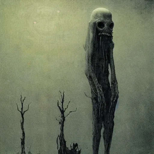 Image similar to a horrifying eldritch man by Beksinski and Junji Ito