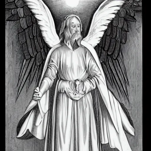 Prompt: vision of angel drew by john dee and with the help of edward kelley