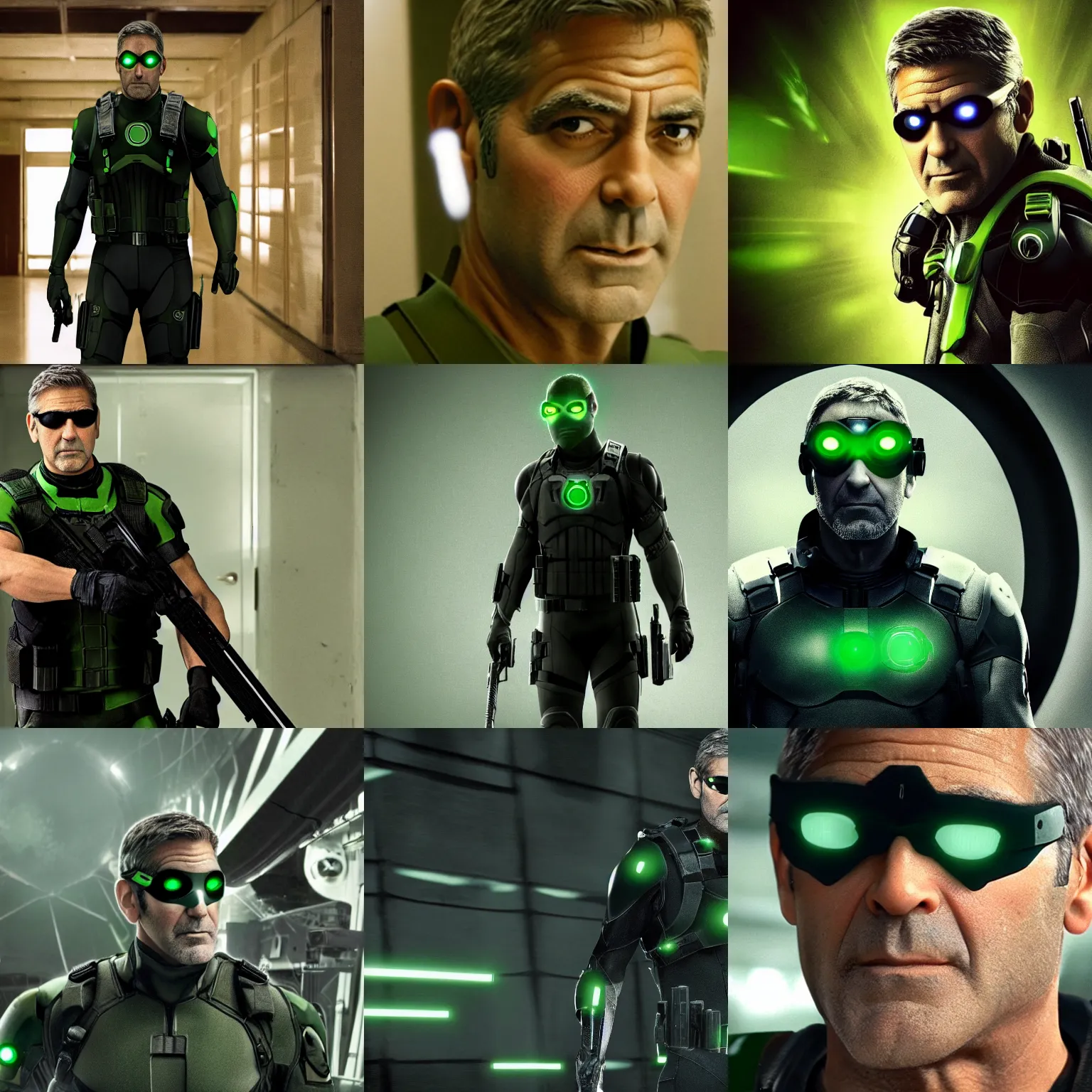 Prompt: film still of george clooney as sam fisher in splinter cell, 8 k,