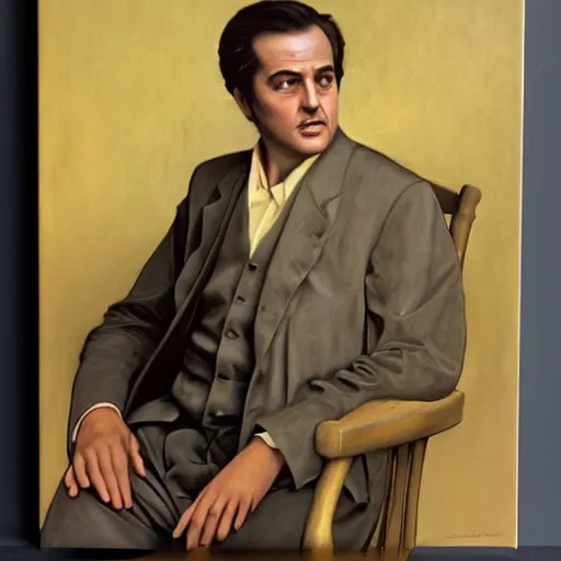 Prompt: Painting of Jack Nicholson as Michael Corleone. Art by william adolphe bouguereau. During golden hour. Extremely detailed. Beautiful. 4K. Award winning.