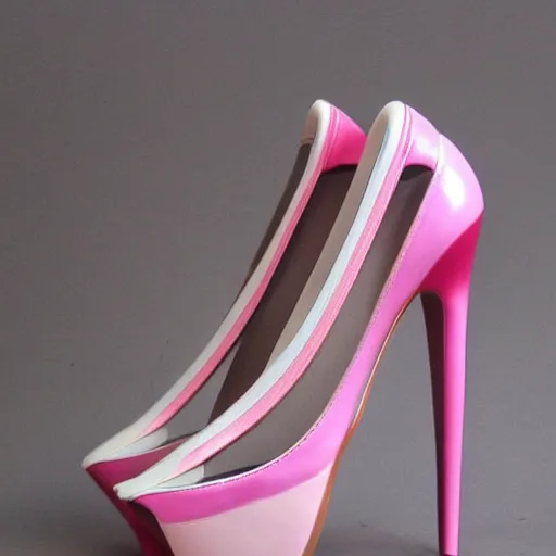 Prompt: pink leather 1 5 cm high heel shoes with 7 cm high platform with ankle stripe, photorealistic, beautiful, architecture, product design, clean, highly detailed, 8 k, ornate detail