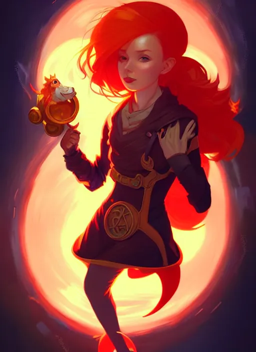 Prompt: style artgerm, joshua middleton, illustration, anthropomorphic hamster as alchemist artificer wearing orange pelt light armor, anime eyes, red hair, swirling fire cosmos, fantasy, dnd, cinematic lighting