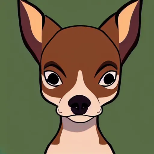 Prompt: a brown chihuahua, in the style of goof troop, illustration, epic, realistic, hyper detailed, smooth