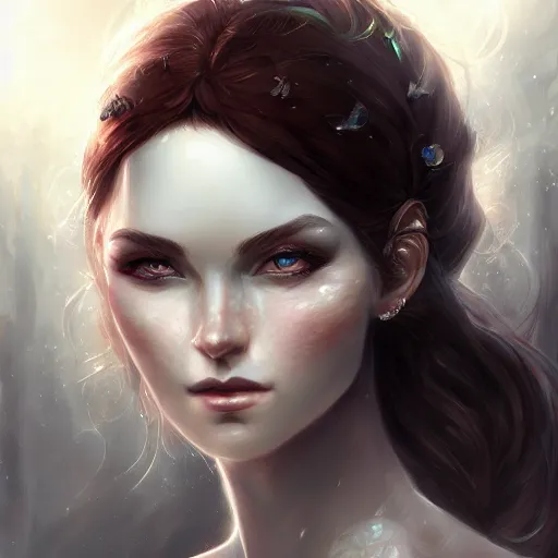 Prompt: character concept portrait of a beautiful woman with pale face, epic fantasy, detailed, intricate, elegant, digital painting, concept art, smooth, focus, rim light