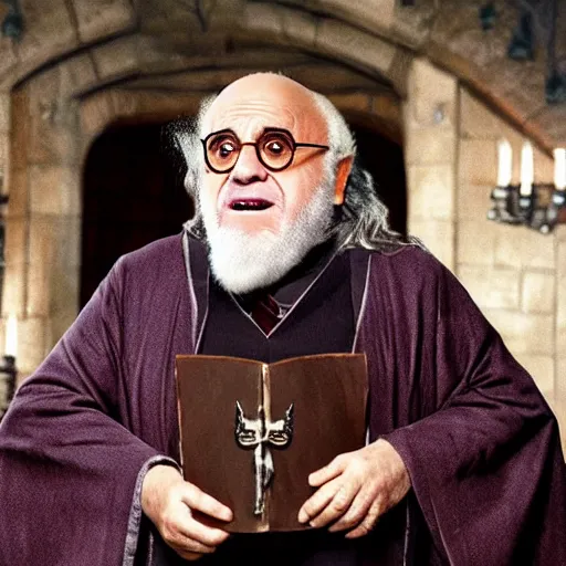 Image similar to danny devito as dumbledore in harry potter