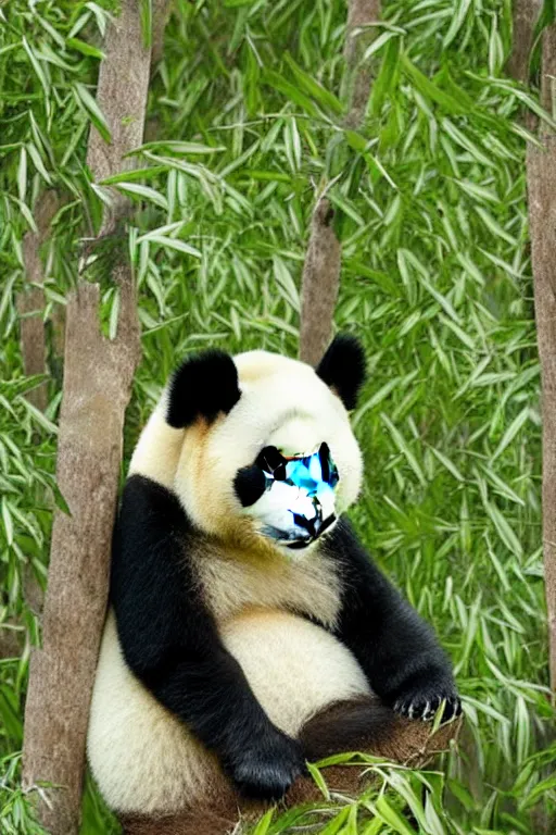 Image similar to a monk panda in the middle of the bamboos