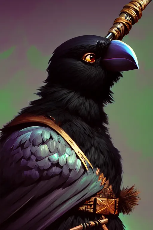 Image similar to black kenku barbarian, highly detailed, digital painting, artstation, sharp focus, illustration, art by tan zi and ayanamikodon and alphonse mucha and wlop