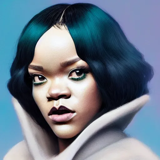 Prompt: star wars empire Rihanna profile picture by Greg Rutkowski, mod green Bob wig, hooded fur coat, asymmetrical, futuristic, volumetric lights, streetwear, studio ghibli, Organic Painting , Matte Painting, geometric shapes, hard edges, trending on the artstation, fantasy LUT, realistic by Sachin Teng + Martin Grip + Moebius + Patrick Gleason, smooth, sharp focus, illustration, art by John Collier and Albert Aublet and Krenz Cushart and Artem Demura and Alphonse Mucha, techwear, Industrial Scifi, detailed illustration, character portrait,