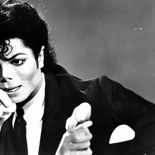 Prompt: michael jackson as a detective in a 1 9 5 6 s noir drama