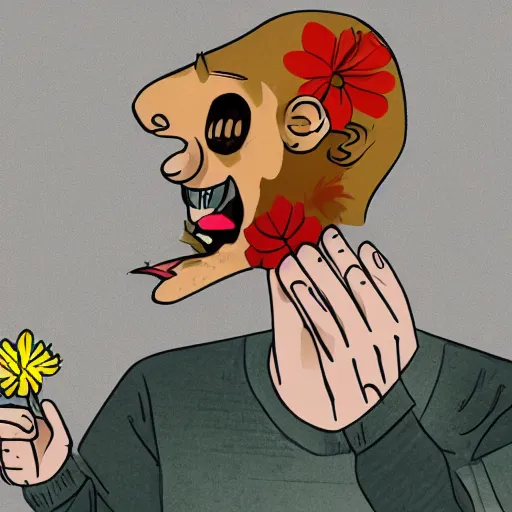 Prompt: man violently farting on a flower, graphic, photorealistic, detailed