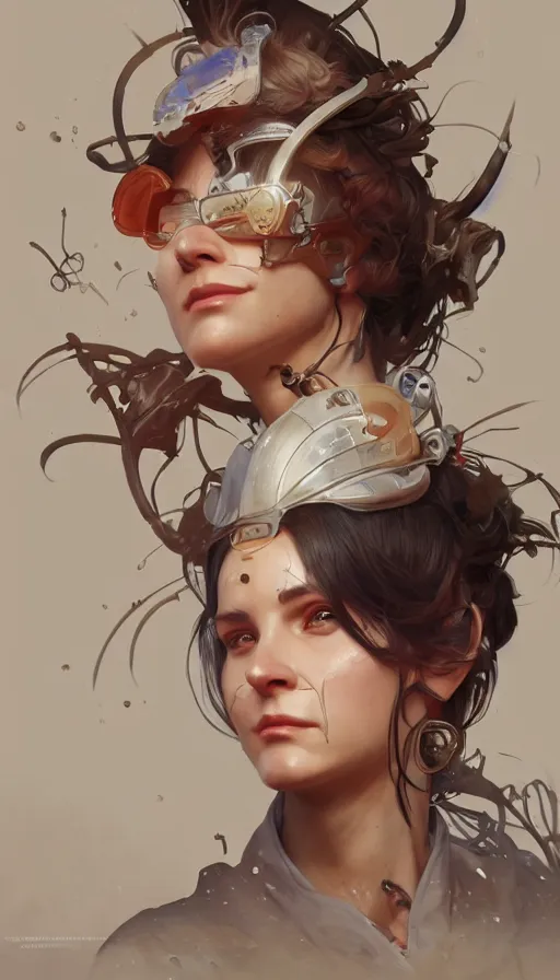 Image similar to crazy inventor, sweaty, insane, intricate, highly detailed, digital painting, artstation, concept art, smooth, sharp focus, illustration, Unreal Engine 5, 8K, art by artgerm and greg rutkowski and alphonse mucha