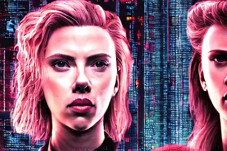 Prompt: Scarlett Johansson deploying code to production high-resolution digital art cyberpunk