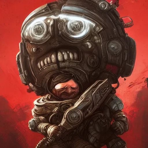 Prompt: cute Mister Bean in Gears of War cover art, ultra wide lens sho, tiny, small, short, cute and adorable, pretty, beautiful, DnD character art portrait, matte fantasy painting, eerie, DeviantArt Artstation, by Jason Felix by Steve Argyle by Tyler Jacobson by Peter Mohrbacher, cinematic lighting